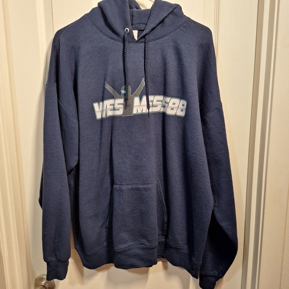 Men's Navy Hoodie With Racing Graphic XL Hanes